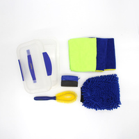Kit Profesional de Lavado y Detallado de Autos, Cepillo para Ruedas, Cepillo para Encerar y Paño de Microfibra en Caja de Almacenamiento, Juego Todo en Uno