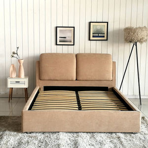 Cadres de lit en bois de taille double King modernes, fabricants de meubles de chambre à coucher, ensemble de meubles de chambre à coucher rembourrés, lits rembourrés en tissu - Product Image 3