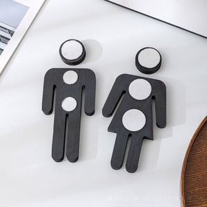 Panneaux de toilettes et de sanitaires en bois faits à la main pour hommes et femmes, modernes et simples, écologiques, décoration de maison pour porte de salle de bain WC - Product Image 4