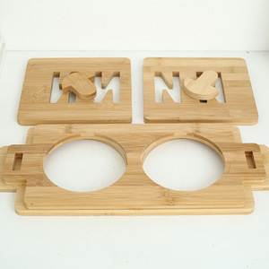 Support de nourrissage pour animaux de compagnie en bambou, support surélevé pour gamelles de chien et de chat avec des gamelles carrées en acier inoxydable, design simple, couleur unie - Product Image 3