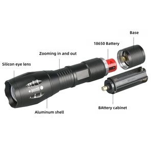 Lampe torche tactique LED rechargeable portable 6W à focalisation réglable pour l'extérieur, résistante à l'eau, 5 modes d'éclairage - Product Image 2