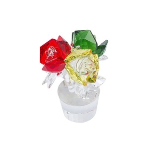 Crystal Rose Flower Decorations K9 Crystal Laser Engraved Home Decoration Gift <b>Ornament</b> - Product Image 5