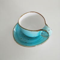 Service de table en céramique rustique de style nordique moderne, couleur turquoise, émaillé, vaisselle de restaurant, porcelaine