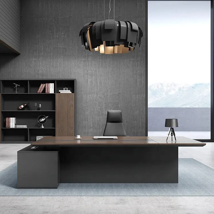 Mesa de escritório moderna para gerente de escritório, conjunto de móveis em forma de L, mesa de escritório executiva personalizada para ceo
