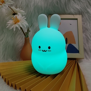 Veilleuse <span class=keywords><strong>Lapin</strong></span> en Silicone 7 Couleurs pour Enfant, Bébé, Lampe de Nuit Apaisante pour Chambre d'Enfant, Cadeau pour Petite Amie, Lampe de Chevet <span class=keywords><strong>Lapin</strong></span> pour Enfant - Product Image 1