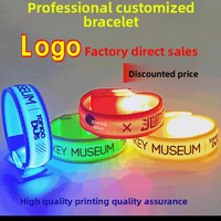Bracelet LED rechargeable personnalisé avec logo, en PP fluorescent, clignotant, pour événements, fêtes et évocations de soutien en gros
