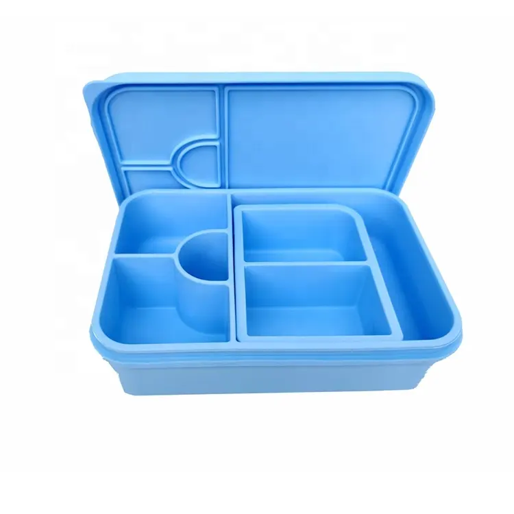 Hot Selling tragbare Kinder Bento Box Lebensmittel qualität Silikon Lunchbox Aufbewahrung behälter mit 6 Fächern
