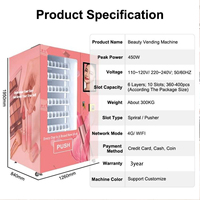 Máquina Expendedora Automática de Cosméticos de Belleza, Carcasa Personalizable, Pantalla Táctil SDK, Pantalla LED, Refrigeración por Compresor, 300-600 Unidades