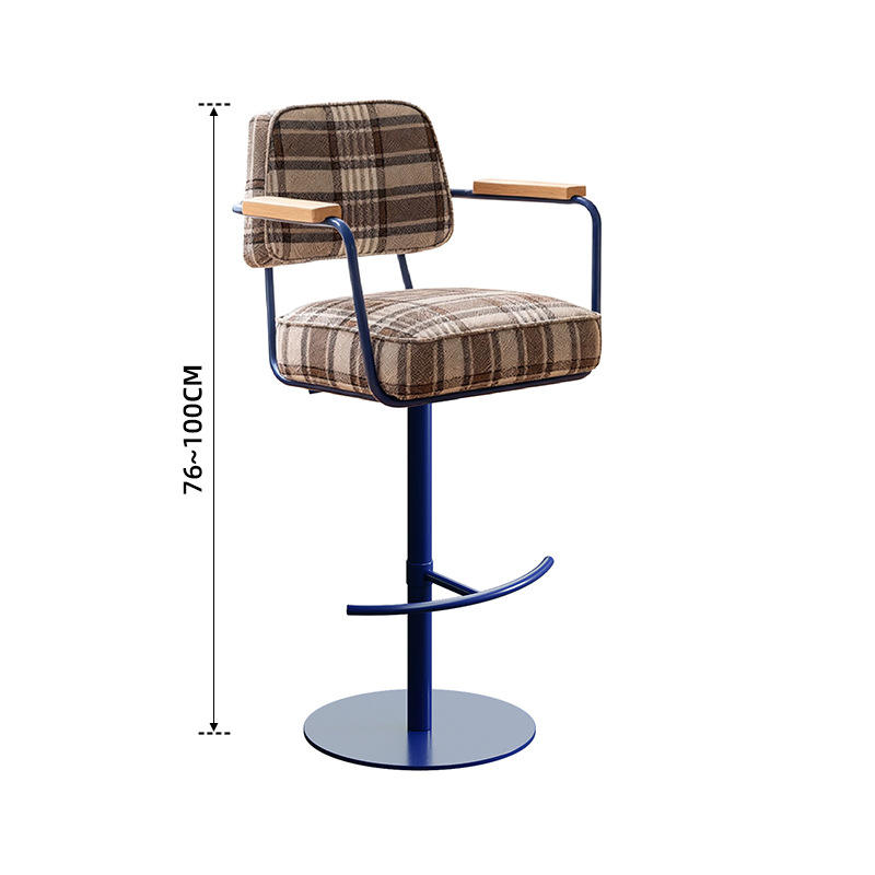 Tissu à carreaux marron avec cadre bleu