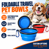 Bol pliable pour chien, portable, pliable, pour voyage, nourriture et eau, avec mousqueton, TPE ABS, 350 ml, 1000 ml