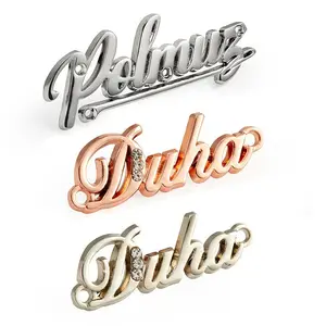 Op Maat Gemaakte Diy Letter Metalen Logo Kledinglabels Spuitgieten Zinklegering Kledinglabels Metalen Plaatjes Merklabels