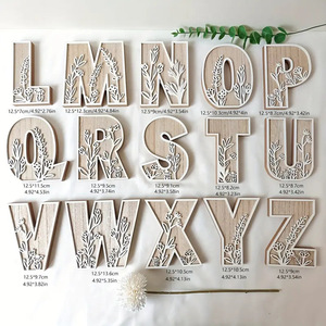 Decoraciones de letras de madera para el hogar, 4 piezas, diseño floral, estilo rústico, para decoración de pared de boda en el hogar - Product Image 4