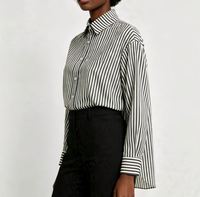 Chemise rayée noire et blanche, nouvelle collection automne 2026, design unique, style Alpha Niche, chemise pour femme de haute qualité
