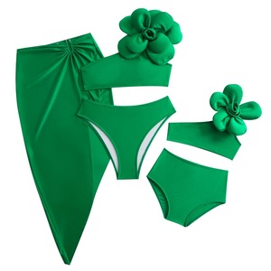 TW-Ensemble de bikini à fleurs 3D avec maillot de bain pour filles, maillots de bain à une épaule pour mère et fille - Product Image 2