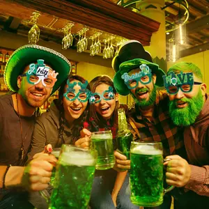 Patrick 'S Day Irish Clover Glasses Festival Persediaan Foto Alat Peraga Pesta Berdandan Kacamata Lucu St Patrick 'S Decoration