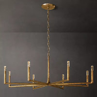 Lustre rond antique en laiton de 72/60/48/36 pouces pour grand salon, design italien, simple, rétro, en cuivre, grand lustre de luxe