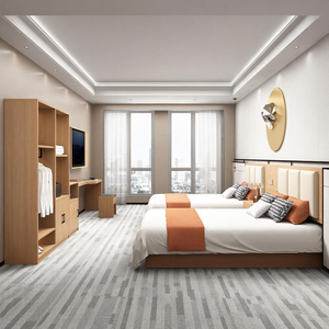Juego de Muebles de Dormitorio para Hotel u Hostal, Estilo Contemporáneo, Cama Individual, Armario, Escritorio, Banco - Product Image 1