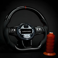 Volant personnalisé en cuir perforé en fibre de carbone pour VW Lamando Jetta GLI Sagitar Tayron T-Roc Golf Scirocco Passat GTI