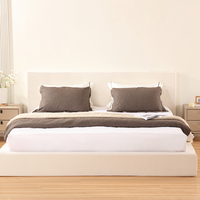 Lit plateforme king size de luxe personnalisé en gros avec matelas rembourré compressé sous vide et cadre en tissu double