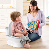 Siège de toilette d'apprentissage confortable pour bébés et tout-petits, en plastique, avec simulation de chasse d'eau musicale et boîte de rangement pour mouchoirs