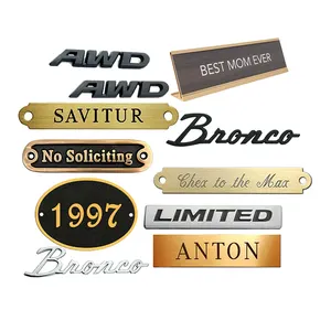 Nameplates Design Small Clothes 3d Logo Silver Brass Gold Branded Emblem Stainless Steel Engrave Nameplate Pin Custom Metal Name Plate