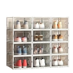 <strong>Foldable</strong> Plastic Transparent <strong>Shoe</strong> Boxes Stackable White Black Home Simple <strong>Shoe</strong> <strong>Rack</strong> - Product Image 5