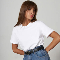 Camiseta de Punto Estilo Europeo, Transpirable, Ligera, de Color Sólido, Cuello Redondo, Camisetas Casuales para Mujer