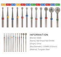 Foret à ongles professionnel en forme de boule de diamant de 3,32 pouces, en acier tungstène, forets électriques pour cuticules, outils de manucure
