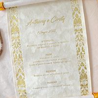 Ensemble d'invitations de mariage en velours pour cérémonie de mariage, motif vintage en feuille d'or avec boîte cadeau et carte de menu