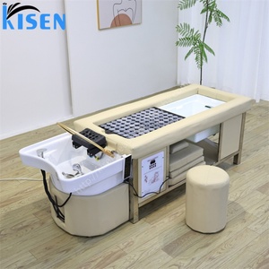 Kisen Luxury Shampoo <b>Bed</b> Salon Massage Table Head Spa Sauna Fumigation Machine Durable Commercial Furniture Whole Set - Product Image 3
