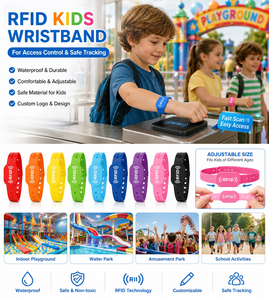 สายรัดข้อมือเด็กแบบปรับได้ PVC RFID สำหรับควบคุมการเข้าออกและติดตามความปลอดภัย - Product Image 2