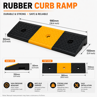 Rampe de trottoir en caoutchouc robuste pour parking, flexible, longueur 1000 mm, épaisseur 50 mm