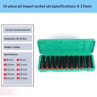 Jeu de douilles à chocs profondes 1/2 pouce, 15 pièces, 8-24 mm, douilles hexagonales métriques en acier Cr-Mo pour clé à chocs pneumatique, outils de réparation automobile