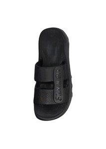 Sandali Eva a doppia fascia comodi, estivi, casual, a punta aperta, slip-on, tinta unita, neri - Product Image 1