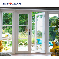 Puerta Francesa Doble de Patio Exterior RICHOCEAN, Ventanas y Puertas de Aluminio, Puerta Abatible de Triple Vidrio
