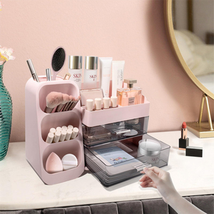 Kotak penyimpan alat rias wajah, meja rias dengan tempat kuas untuk Semir kuku, Lipstik, perhiasan parfum - Product Image 6