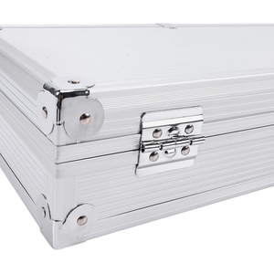 Metal Silver Black Aluminum Briefcase <b>Case</b> With Lock for Men 40.2x19x9.3cm - Product Image 5