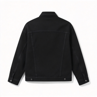 Blouson Trucker Homme Noir en Nylon Ripstop avec Patchs Croisés, Fermeture Éclair, Coupe Décontractée, Style Streetwear Ample, Broderie Longue