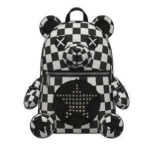 Mochila Teddy a Cuadros al por Mayor, Mochila Unisex Alternativa Punk, Mochila Premium de PU con Tachuelas Metálicas, Diseño de Estrella Llamativo - Product Image 2