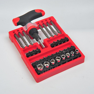 Jeu de tournevis à cliquet en forme de T Lixin, 34 pièces, en acier allié, métrique, pour usage domestique - Product Image 1