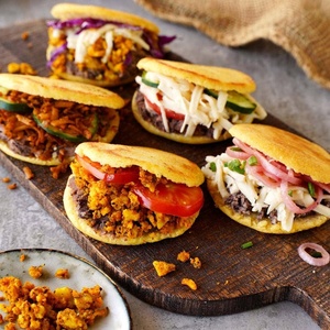 Mini Máquina Eléctrica de <span class=keywords><strong>arepa</strong></span> y tortilla para tortillas, máquina de desayuno con temperatura ajustable para 5 empanadas de carne redondas a la vez - Product Image 2