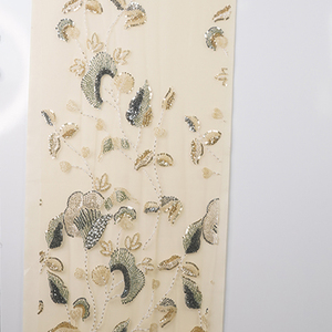 고품질 스팽글 폴리에스터 메쉬 원단 비즈 자수 럭셔리 크리스탈 비즈 원단 - Product Image 3