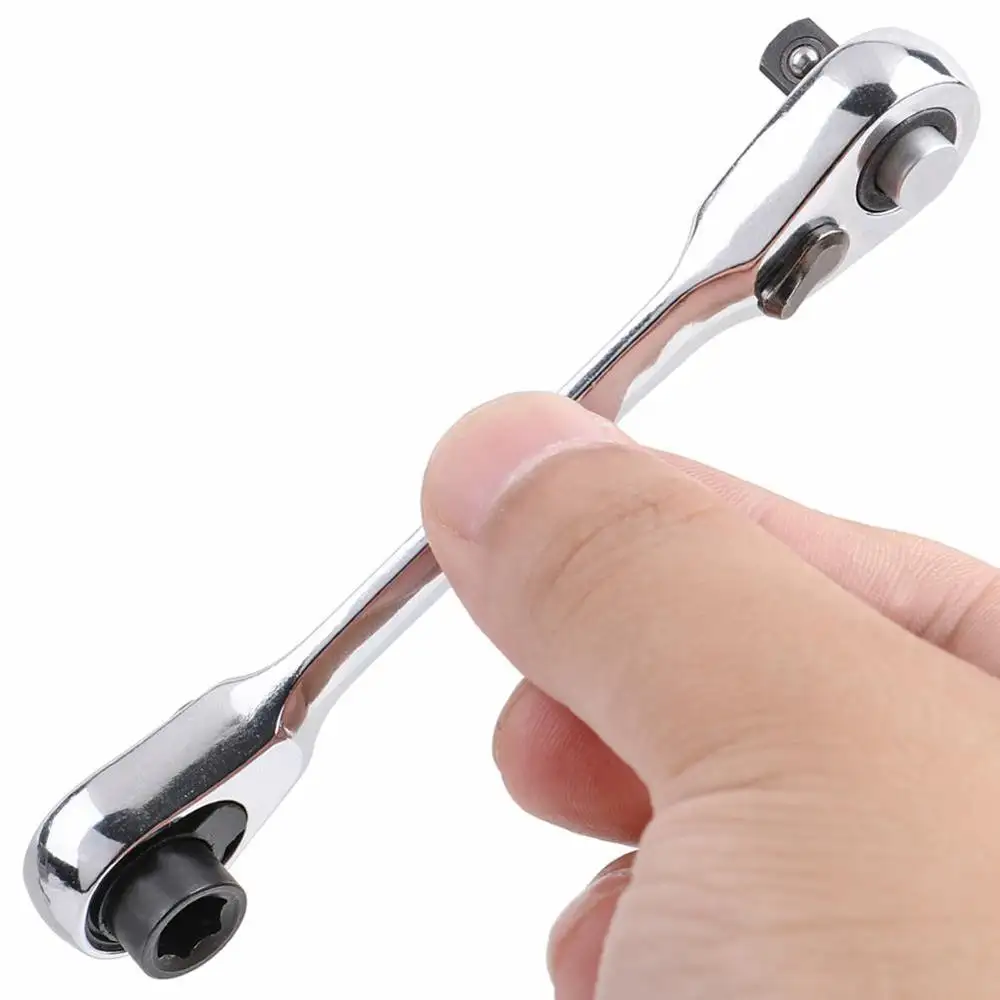 Mini chiave a cricchetto a doppia testa presa di azionamento da 1/4 pollici e cacciavite a sgancio rapido chiave a doppio uso utensili manuali
