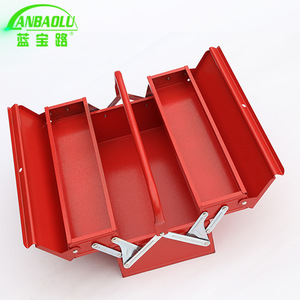 Lanbaolu Toolbox Iron 265mm 2 Compartments Portable Red - Product Image 3