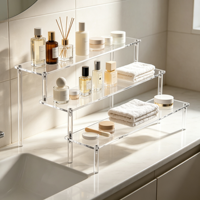 Support de présentation de bureau en acrylique transparent poli sur mesure, organisateur de cosmétiques à 3, 4 ou 5 niveaux, support de présentation pour figurines et jouets