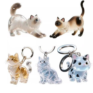 Porte-clés en acrylique mignon en gros |   Pendentif <span class=keywords><strong>Chat</strong></span> Cartoon Transparent pour Sacs et Clés |   Cadeau pour les amoureux des chats - Product Image 1