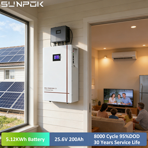 Sunpok LiFePO4แบตเตอรี่5kWh 24V 200Ah 100A BMS ชุดแบตเตอรี่ลิเธียมไอออนพลังงานแสงอาทิตย์<span class=keywords><strong>5KW</strong></span> ระบบเก็บพลังงานบ้าน BMS - Product Image 1