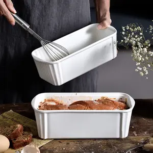 Simple Creative Rectangular Household Ceramic European Bread Baking Plate Ceramic Bread Baking Deep Baking Pan