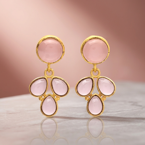 Boucles d'oreilles clous en laiton faites à la main, plaquées or, style ethnique bohème - Product Image 4