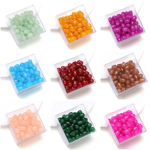 Cuentas redondas de imitación de jade de vidrio, cuentas de cristal sueltas para la fabricación de joyería, materiales para pulseras y collares hechos a mano. - Product Image 5